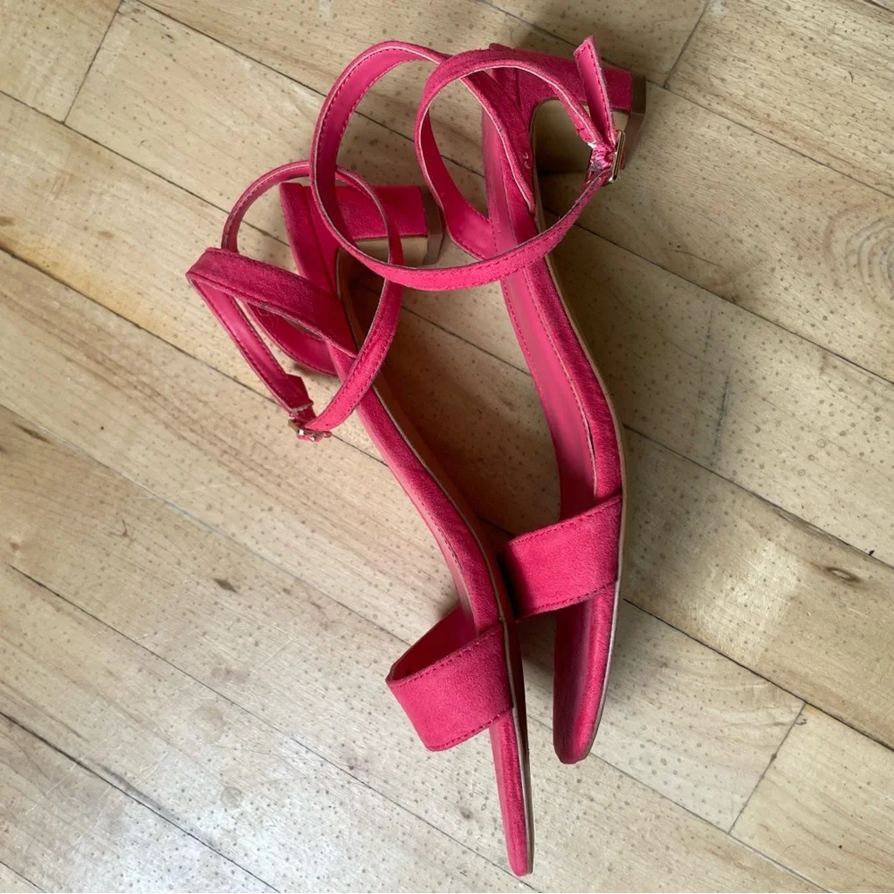 J. Crew pink heels women’s size 7 wrap suede Sleek‎ Minimalist Design